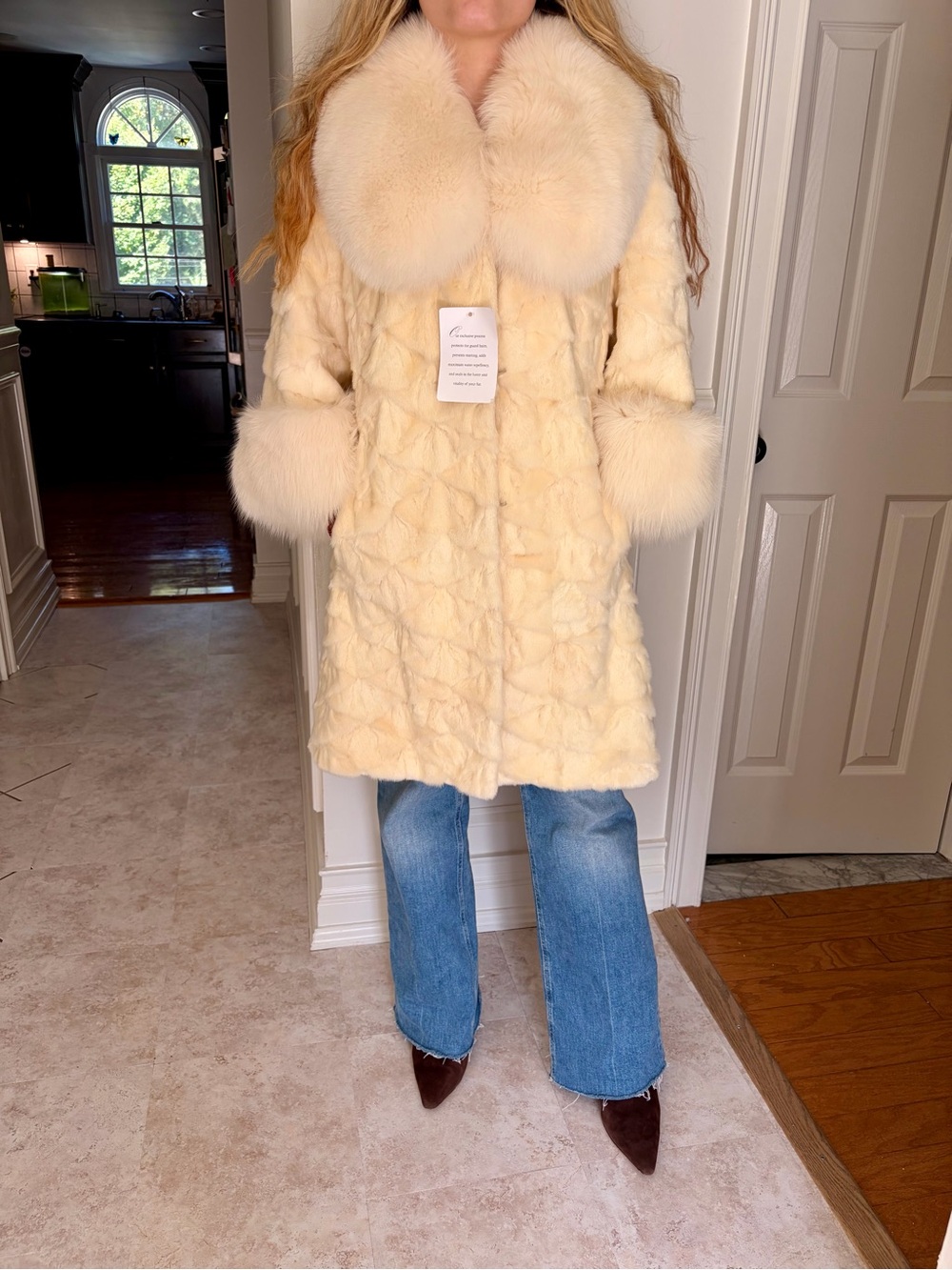 Maximilian Bloomingdale’s Ivory Mink Fox Fur Coat Vintage 3/4